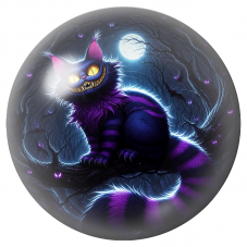 Cabochon en Verre Illustré Chat du Cheshire Violet sous la Lune 12 à 25mm pour la Création de Bijoux Fantaisie - DIY