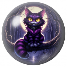 Cabochon en Verre Illustré Chat du Cheshire au Collier sous la Lune 12 à 25mm pour la Création de Bijoux Fantaisie - DIY