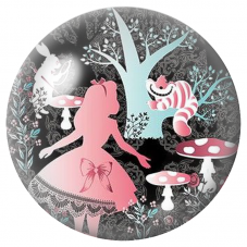 Cabochon en Verre Illustré Alice Rose aux Champignons 12 à 25mm pour la Création de Bijoux Fantaisie - DIY
