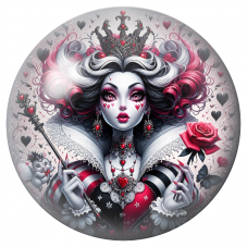 Cabochon en Verre Illustré Reine de Cœur Gothique aux Roses 12 à 25mm pour la Création de Bijoux Fantaisie - DIY