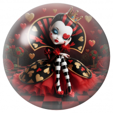 Cabochon en Verre Illustré Reine de Cœur Poupée aux Roses 12 à 25mm pour la Création de Bijoux Fantaisie - DIY
