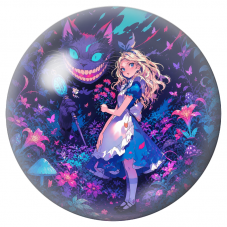 Cabochon en Verre Illustré Alice et le Chat du Cheshire à la Montre 12 à 25mm pour la Création de Bijoux Fantaisie - DIY