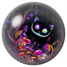 Cabochon en Verre Illustré Visage du Chat du Cheshire au Jardin Sombre 12 à 25mm pour la Création de Bijoux Fantaisie - DIY