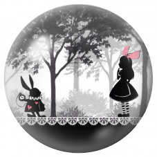 Cabochon en Verre Illustré Alice dans la Forêt Noire 12 à 25mm pour la Création de Bijoux Fantaisie - DIY
