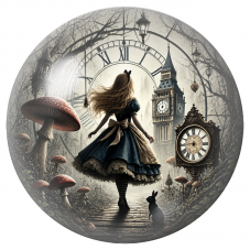 Cabochon en Verre Illustré Alice sur le Chemin des Horloges 12 à 25mm pour la Création de Bijoux Fantaisie - DIY