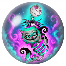 Cabochon en Verre Illustré Squelettes et Chat du Cheshire en Rubans 12 à 25mm pour la Création de Bijoux Fantaisie - DIY