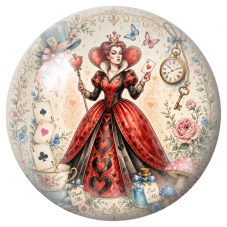 Cabochon en Verre Illustré Reine de Cœur au Jardin Merveilleux 12 à 25mm pour la Création de Bijoux Fantaisie - DIY