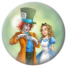 Cabochon en Verre Illustré Alice et le Chapelier Fou 12 à 25mm pour la Création de Bijoux Fantaisie - DIY