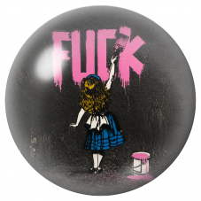 Cabochon en Verre Illustré Alice Rebelle au Graffiti Rose 12 à 25mm pour la Création de Bijoux Fantaisie - DIY