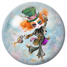 Cabochon en Verre Illustré Chapelière Rousse à la Tasse Renversée 12 à 25mm pour la Création de Bijoux Fantaisie - DIY