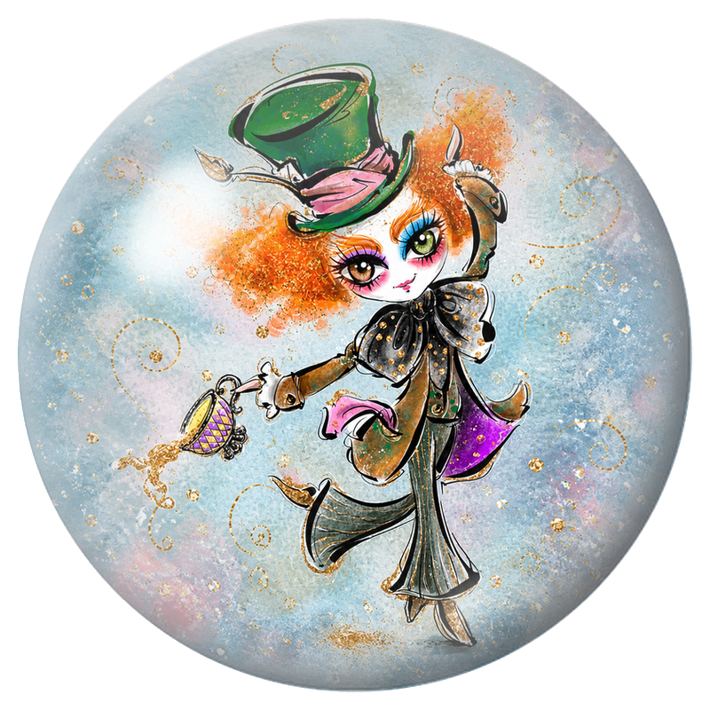 Cabochon en Verre Illustré Chapelière Rousse à la Tasse Renversée 12 à 25mm