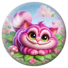 Cabochon en Verre Illustré Chat du Cheshire Rose dans le Jardin de Cœurs 12 à 25mm pour la Création de Bijoux Fantaisie - DIY