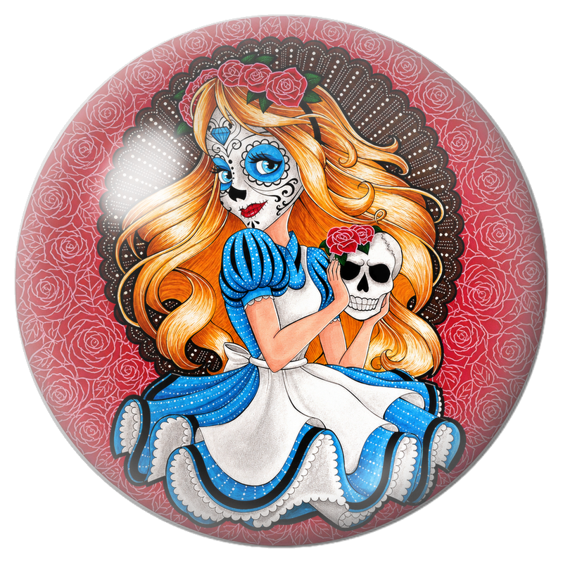 Cabochon en Verre Illustré Alice Catrina aux Roses Rouges 12 à 25mm
