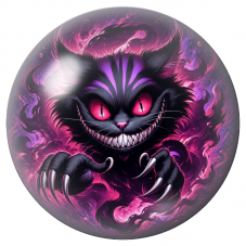 Cabochon en Verre Illustré Chat du Cheshire Sombre aux Griffes d’Argent 12 à 25mm pour la Création de Bijoux Fantaisie - DIY