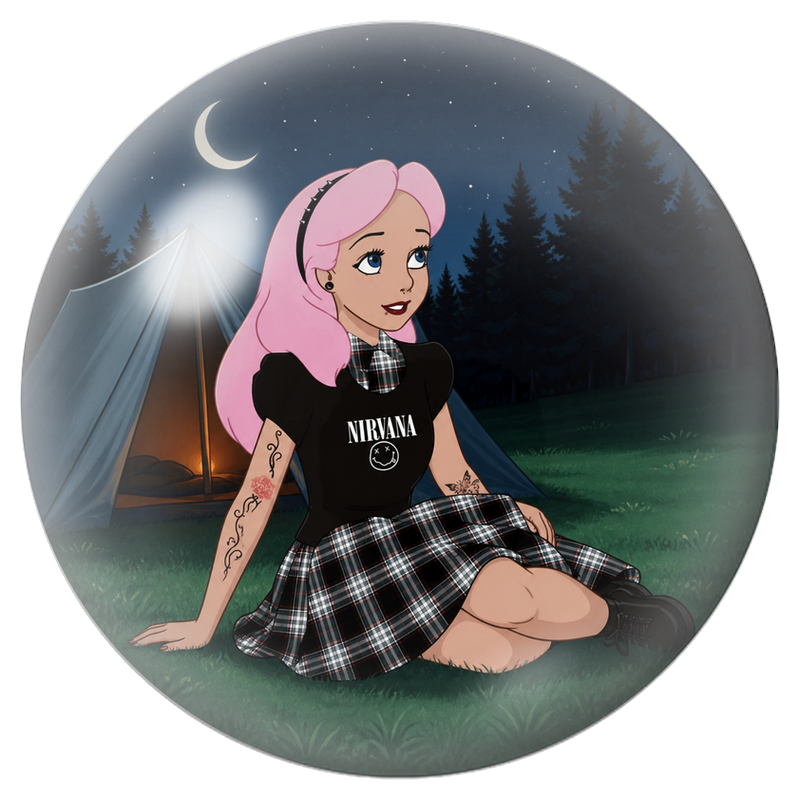 Cabochon en Verre Illustré Alice Rock au Clair de Lune 12 à 25mm