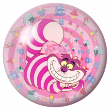 Cabochon en Verre Illustré Chat du Cheshire dans le Tourbillon Rose 12 à 25mm pour la Création de Bijoux Fantaisie - DIY