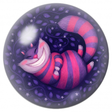 Cabochon en Verre Illustré Chat du Cheshire Endormi sous les Feuillages 12 à 25mm pour la Création de Bijoux Fantaisie - DIY