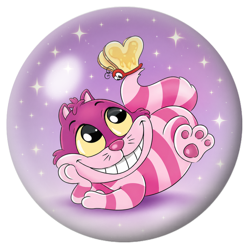 Cabochon en Verre Illustré Chat du Cheshire Rose à la Clé de Cœur 12 à 25mm