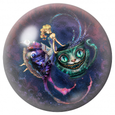 Cabochon en Verre Illustré Alice Sirène et le Chat Tasse 12 à 25mm pour la Création de Bijoux Fantaisie - DIY