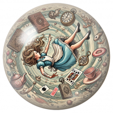 Cabochon en Verre Illustré Chute d’Alice dans le Tourbillon du Temps 12 à 25mm pour la Création de Bijoux Fantaisie - DIY
