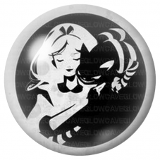 Cabochon en Verre Illustré Alice et le Chat Noir 12 à 25mm pour la Création de Bijoux Fantaisie - DIY