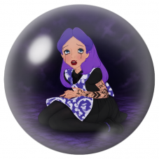 Cabochon en Verre Illustré Alice Triste aux Cheveux Violets 12 à 25mm pour la Création de Bijoux Fantaisie - DIY