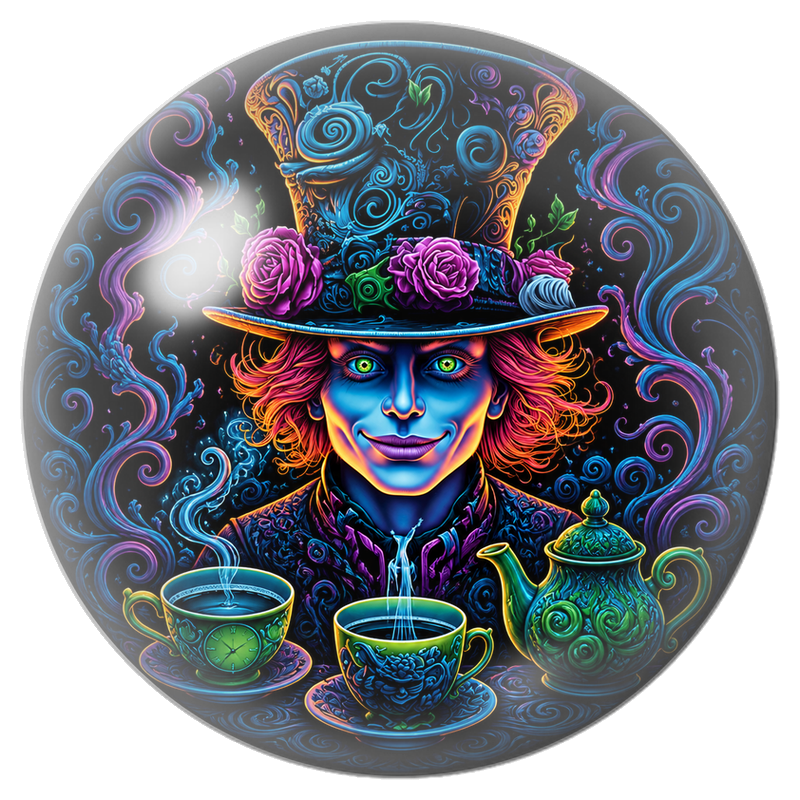 Cabochon en Verre Illustré Chapelier Néon au Service à Thé 12 à 25mm