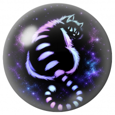 Cabochon en Verre Illustré Chat du Cheshire Cosmique Noir et Violet 12 à 25mm pour la Création de Bijoux Fantaisie - DIY