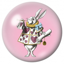 Cabochon en Verre Illustré Lapin Blanc Trompettiste aux Cœurs Roses 12 à 25mm pour la Création de Bijoux Fantaisie - DIY
