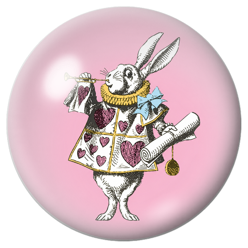 Cabochon en Verre Illustré Lapin Blanc Trompettiste aux Cœurs Roses 12 à 25mm