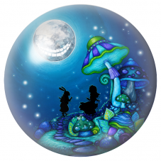 Cabochon en Verre Illustré Alice et le Chapelier sous la Lune Souriante 12 à 25mm pour la Création de Bijoux Fantaisie - DIY