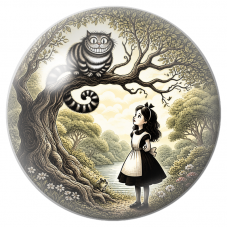 Cabochon en Verre Illustré Alice sous le Chat du Cheshire en Gravure 12 à 25mm pour la Création de Bijoux Fantaisie - DIY