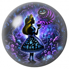 Cabochon en Verre Illustré Silhouette d’Alice offrant le Thé au Chat 12 à 25mm pour la Création de Bijoux Fantaisie - DIY