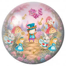Cabochon en Verre Illustré Personnages Kawaii du Pays des Merveilles 12 à 25mm pour la Création de Bijoux Fantaisie - DIY