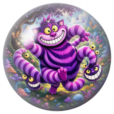 Cabochon en Verre Illustré Chat du Cheshire aux Queues Fantastiques 12 à 25mm pour la Création de Bijoux Fantaisie - DIY