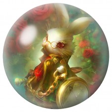 Cabochon en Verre Illustré Lapin Blanc sur Machine Dorée 12 à 25mm pour la Création de Bijoux Fantaisie - DIY