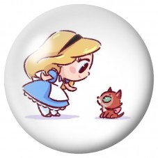 Cabochon en Verre Illustré Alice et la Petite Chenille 12 à 25mm pour la Création de Bijoux Fantaisie - DIY