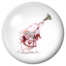 Cabochon en Verre Illustré Lapin Blanc à la Théière Rose 12 à 25mm pour la Création de Bijoux Fantaisie - DIY