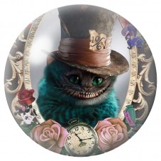 Cabochon en Verre Illustré Chat du Cheshire Chapelier 12 à 25mm pour la Création de Bijoux Fantaisie - DIY