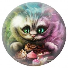 Cabochon en Verre Illustré Chat du Cheshire au Goûter 12 à 25mm pour la Création de Bijoux Fantaisie - DIY