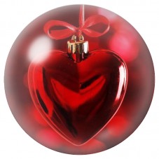 Cabochon en Verre Illustré Boule de Noël Cœur Rouge 12 à 25mm pour la Création de Bijoux Fantaisie - DIY