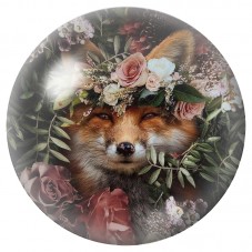 Cabochon en Verre Illustré Renard à la Couronne de Fleurs 12 à 25mm pour la Création de Bijoux Fantaisie - DIY