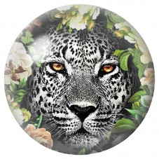 Cabochon en Verre Illustré Léopard Blanc aux Fleurs 12 à 25mm pour la Création de Bijoux Fantaisie - DIY