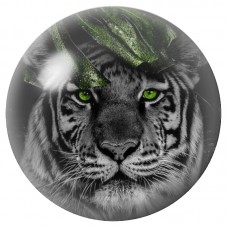 Cabochon en Verre Illustré Tigre Noir aux Yeux Verts 12 à 25mm pour la Création de Bijoux Fantaisie - DIY