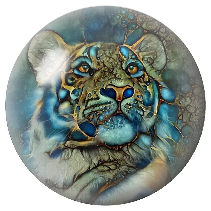 Cabochon en Verre Illustré Tigre Steampunk Bleu 12 à 25mm