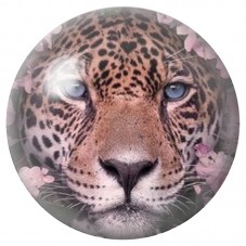 Cabochon en Verre Illustré Léopard au Regard Bleu 12 à 25mm pour la Création de Bijoux Fantaisie - DIY