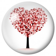 Cabochon en Verre Illustré Arbre de Cœurs Rouges 12 à 25mm pour la Création de Bijoux Fantaisie - DIY