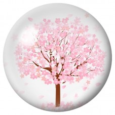 Cabochon en Verre Illustré Cerisier Rose en Fleurs 12 à 25mm pour la Création de Bijoux Fantaisie - DIY