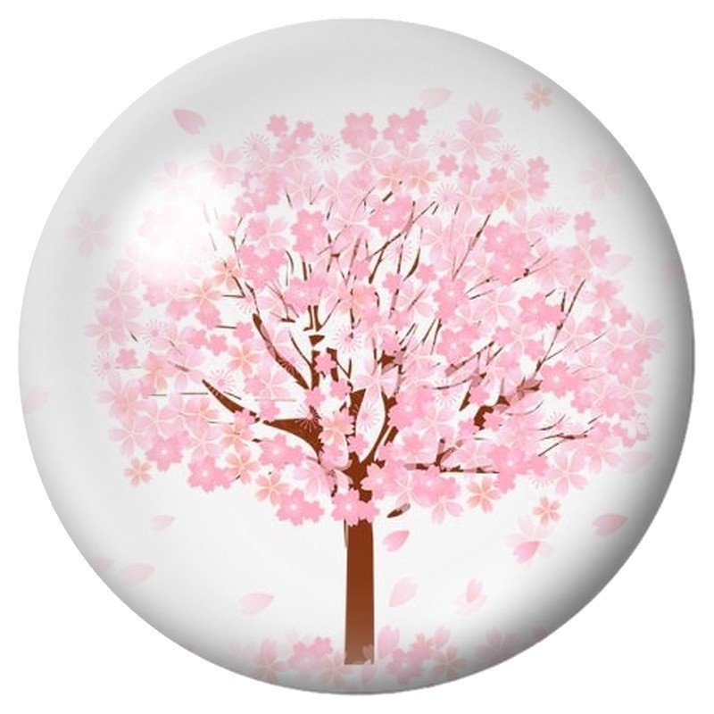 Cabochon en Verre Illustré Cerisier Rose en Fleurs 12 à 25mm