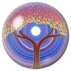 Cabochon en Verre Illustré Arbre Mosaïque au Soleil Blanc 12 à 25mm pour la Création de Bijoux Fantaisie - DIY